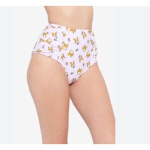 HOT TOPIC Corgi Boba Side Ruched Hi Waist Swim Bottoms Size Jrs Medium
